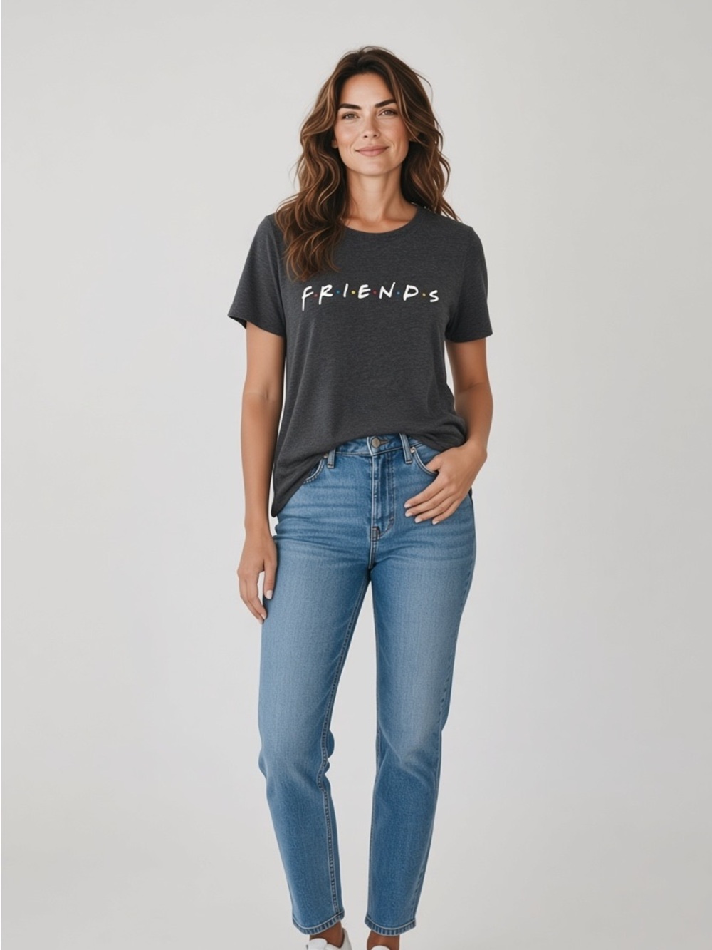 Friends Women’s Size XL Short Sleeve Round Neck Gray T-shirt